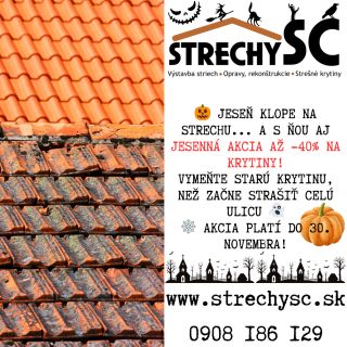 🦇 Strecha staršia než Drakula? Dajte jej druhý život – bez kúziel a za super cenu! 💀 Jesenná AKCIA na krytiny do 30....